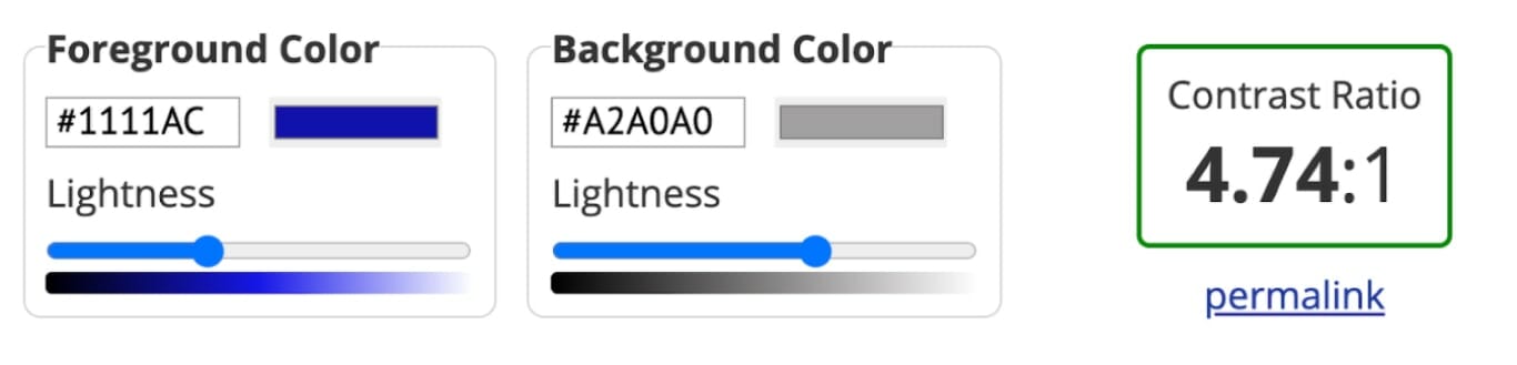 Accessibility color contrast ratio