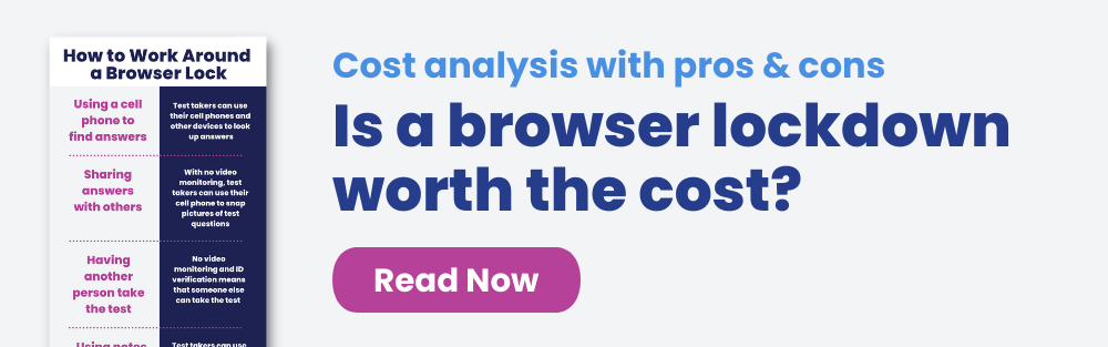 Browser lockdown cost information