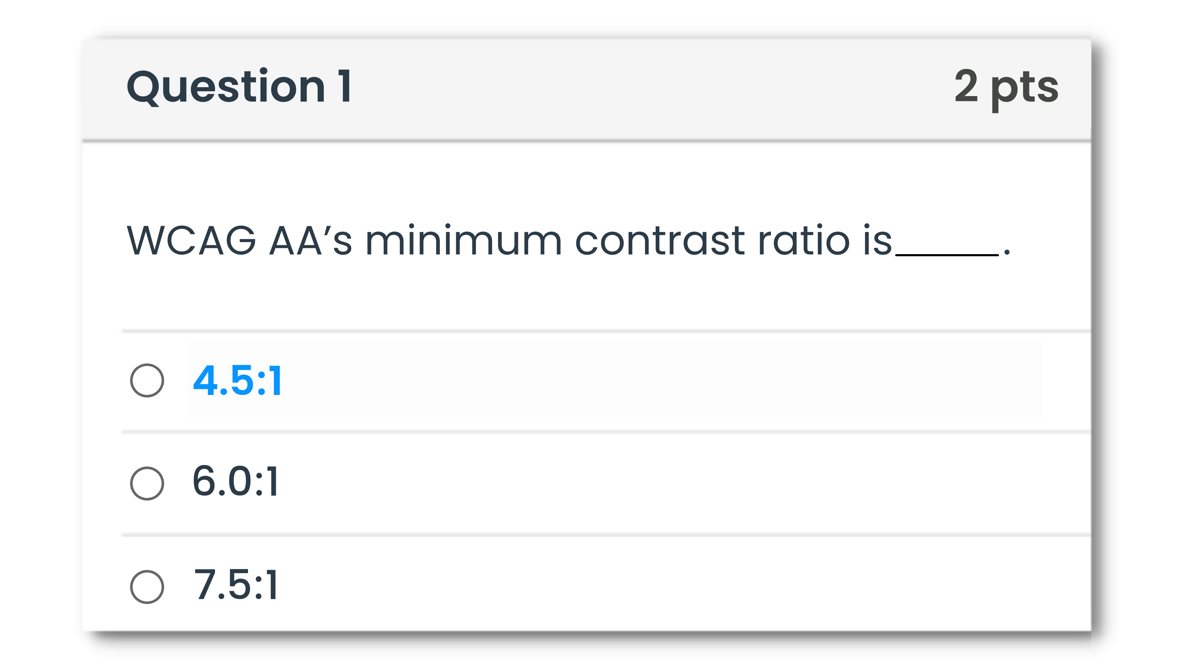 Comparison of a bad and good multiple choice question