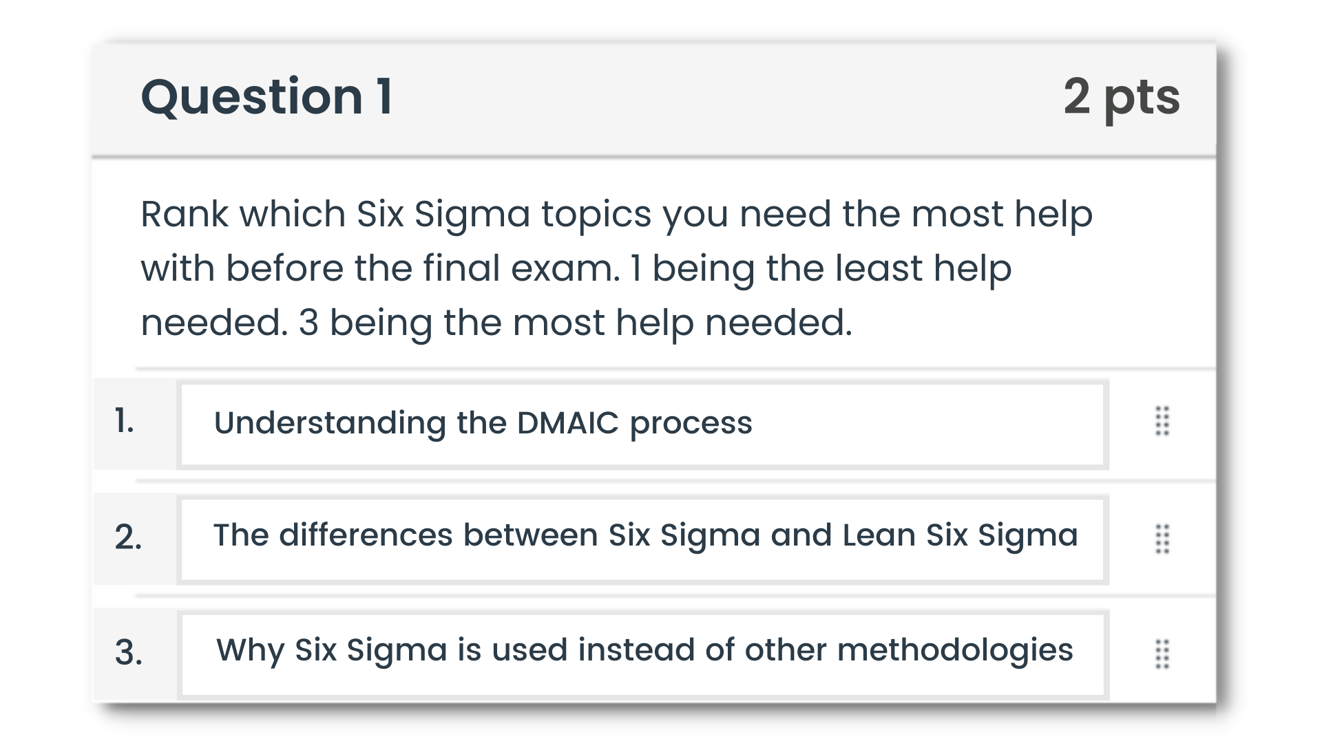 screenshot of a specific rank exam question