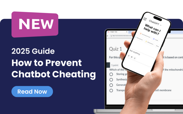 New guide to preventing chatbot cheating during online exams and assignments. Shows photo of hands operating a cell phone with Chatgpt on screen.