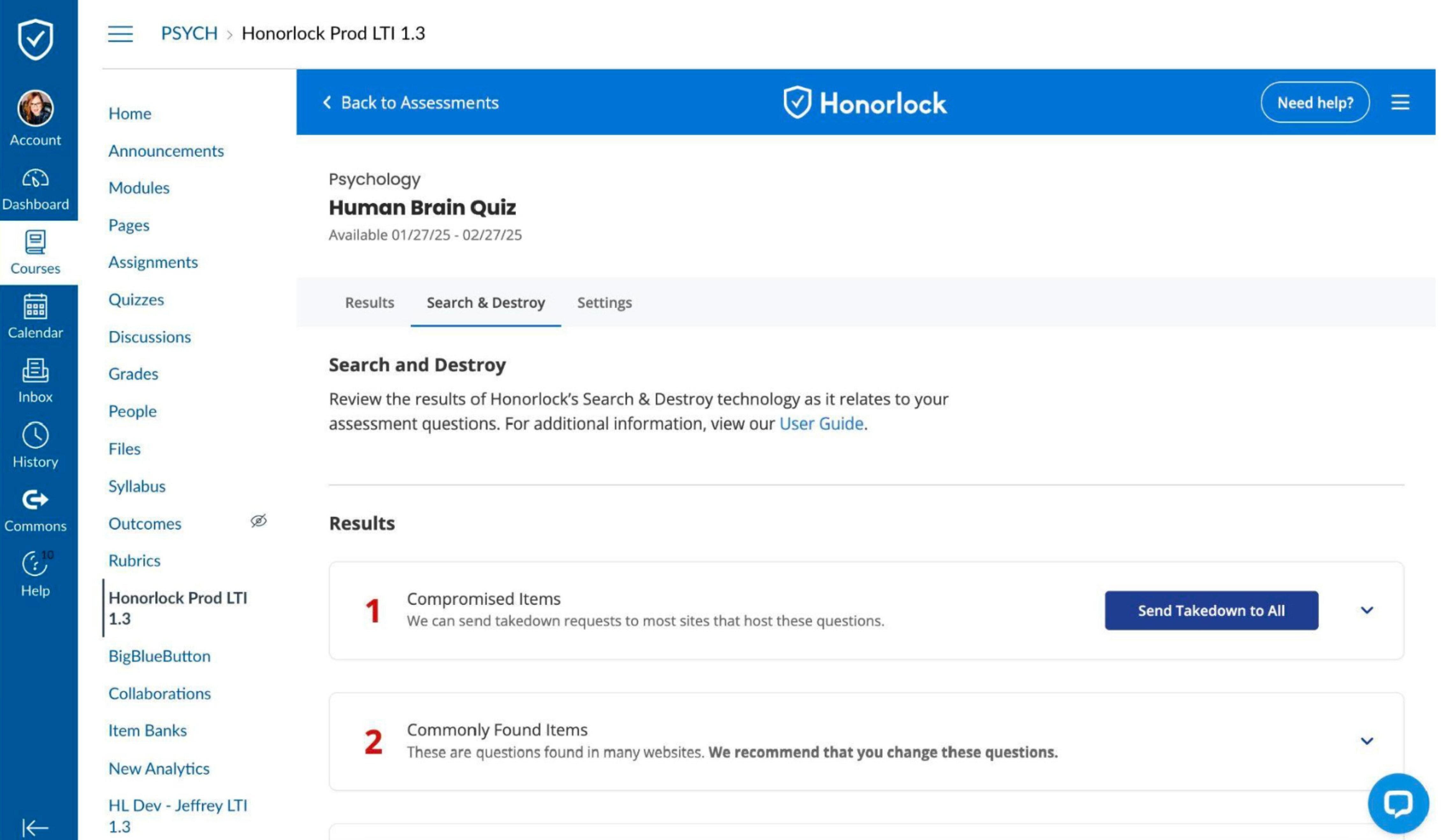 Honorlock Search Destroy_Compromised Items