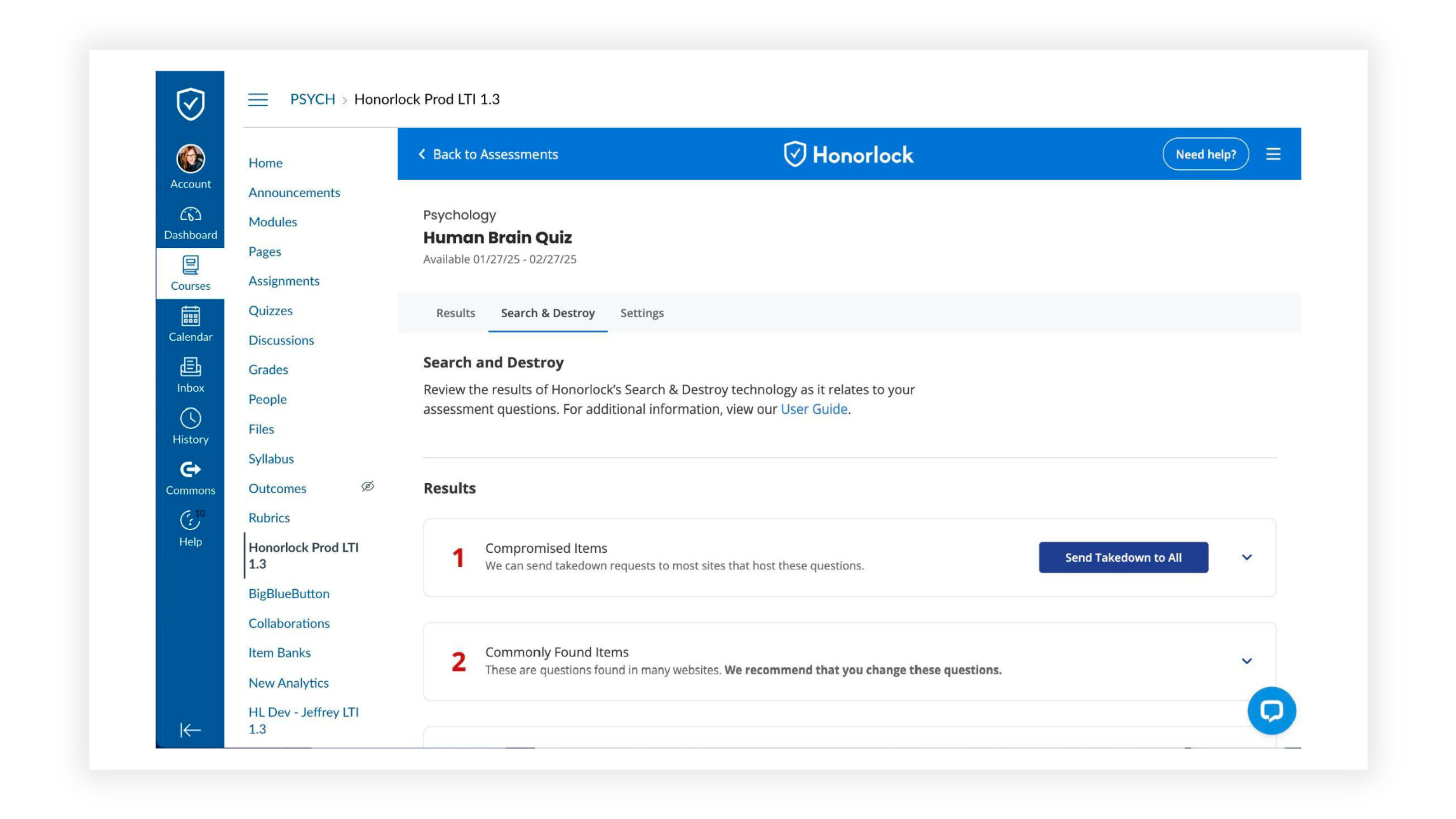 Honorlock Search Destroy_Compromised Items