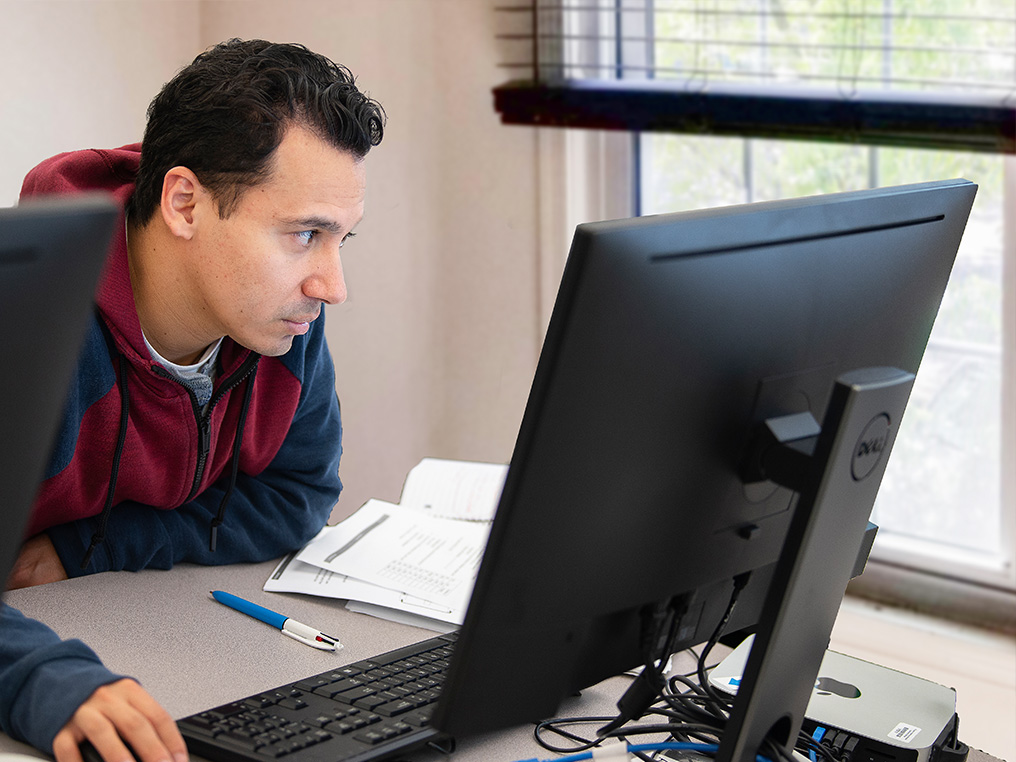 college student using a computer